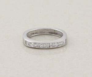 Sterling Silver Cubic Zirconia CZ Band Ring Square Shape Band Size 7 1/4